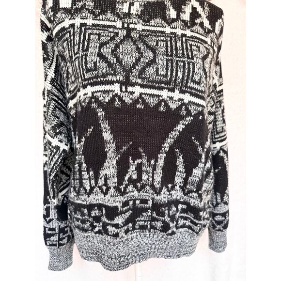 Vintage 1980's Uniform Code Black & White Knitted Sweater Medium - Picture 3 of 9